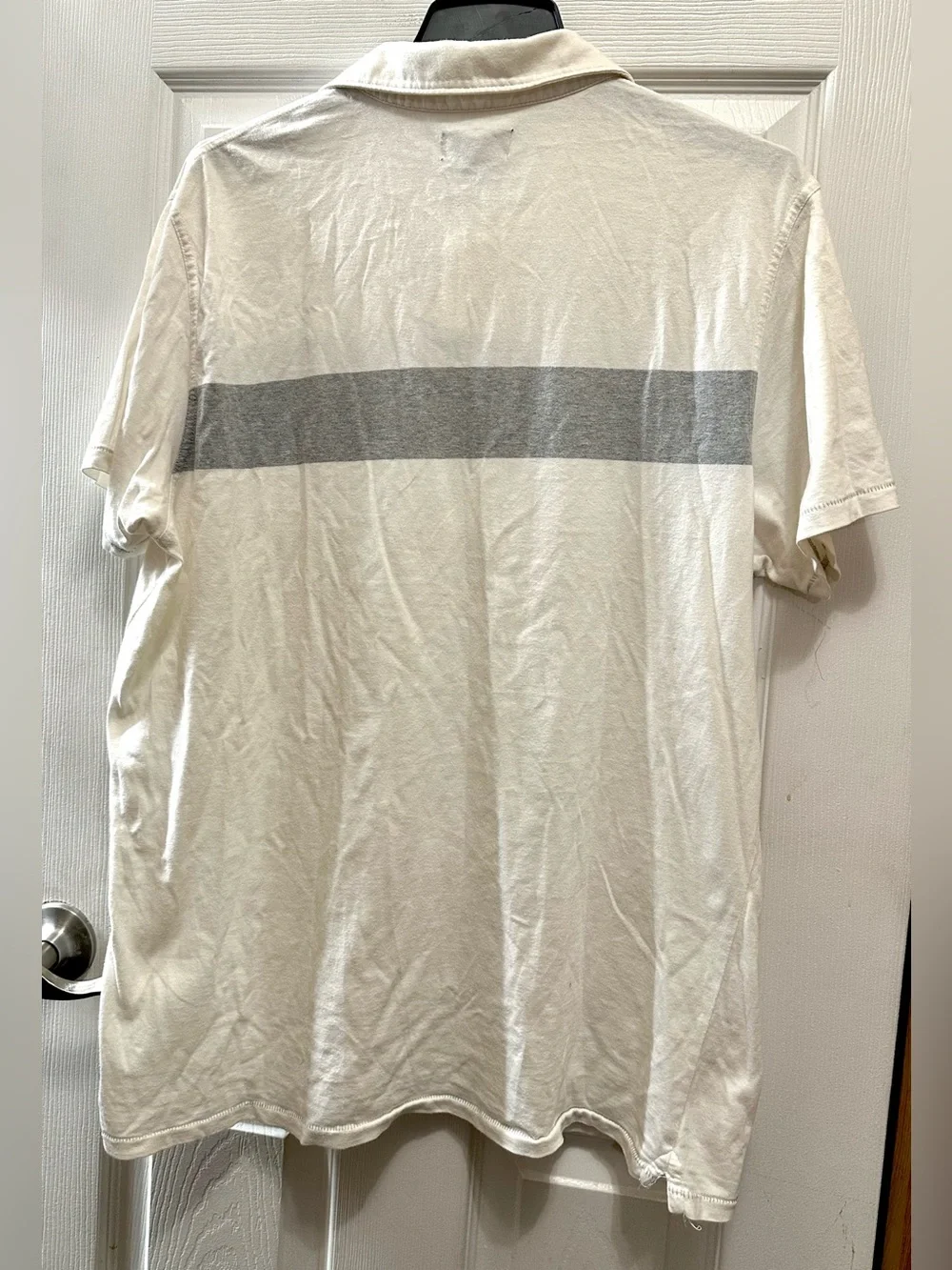 Banana Republic White Polo with Gray Chest Stripe
